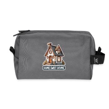Home Sweet Home - Illustration de maison - Trousse de toilette en tissu recyclé - anthracite - Devant