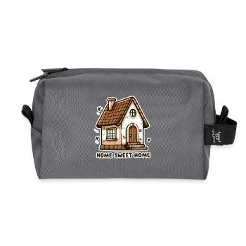 Home Sweet Home - Illustration de maison - Trousse de toilette en tissu recyclé - anthracite - Devant