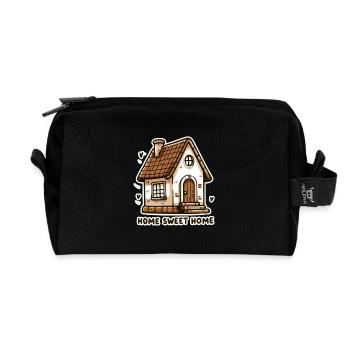Home Sweet Home - Illustration de maison - Trousse de toilette en tissu recyclé - noir - Devant