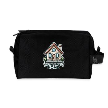 Home Sweet Home - Illustration de maison - Trousse de toilette en tissu recyclé - noir - Devant