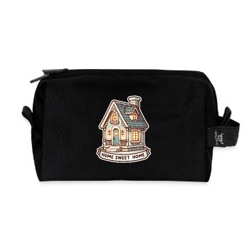 Home Sweet Home - Illustration de maison - Trousse de toilette en tissu recyclé - noir - Devant
