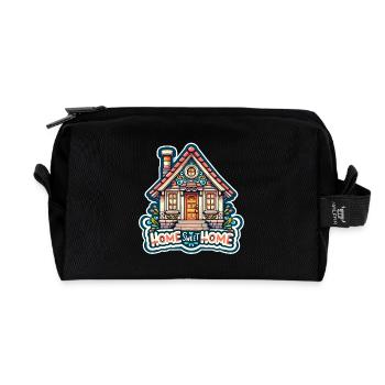 Home Sweet Home - Illustration de maison - Trousse de toilette en tissu recyclé - noir - Devant