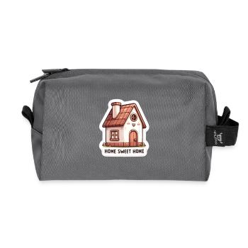 Home Sweet Home - Illustration de maison - Trousse de toilette en tissu recyclé - anthracite - Devant