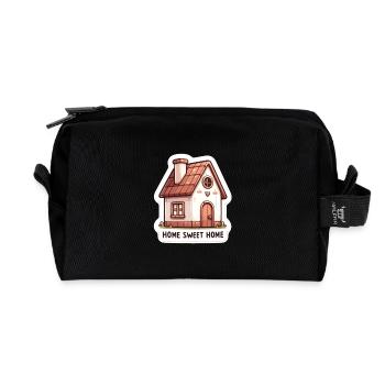 Home Sweet Home - Illustration de maison - Trousse de toilette en tissu recyclé - noir - Devant