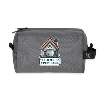 Home Sweet Home - Haus Illustration - Recycelte Kulturtasche - Anthrazit - Vorne
