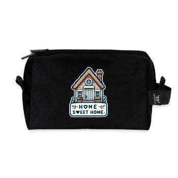 Home Sweet Home - Illustration de maison - Trousse de toilette en tissu recyclé - noir - Devant