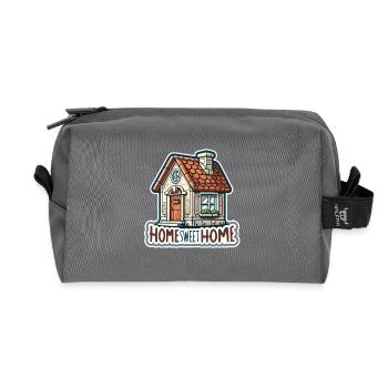 Home Sweet Home - Illustration de maison - Trousse de toilette en tissu recyclé - anthracite - Devant