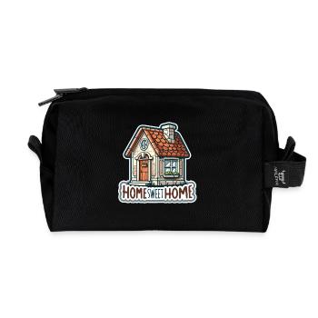 Home Sweet Home - Illustration de maison - Trousse de toilette en tissu recyclé - noir - Devant