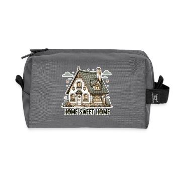 Home Sweet Home - Illustration de maison - Trousse de toilette en tissu recyclé - anthracite - Devant