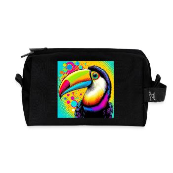 Toucan Pop Art - Trousse de toilette en tissu recyclé - noir - Devant