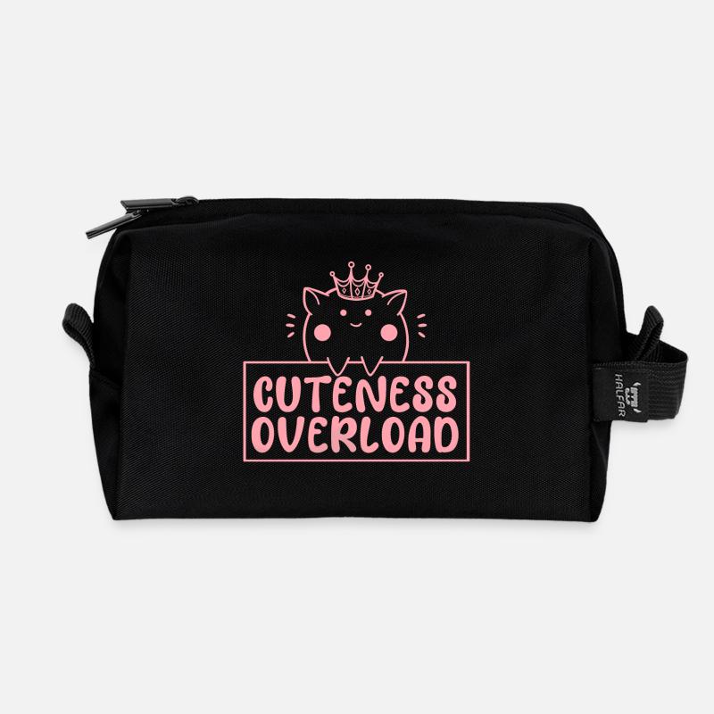 Katze in Pink und mit Krone, Cuteness Overload - Recycelte Kulturtasche - Schwarz