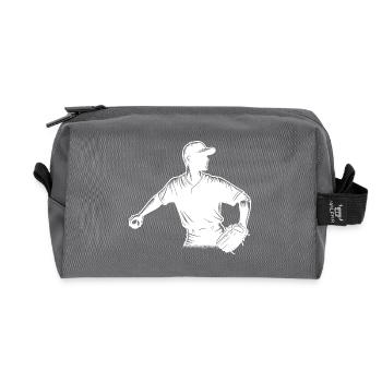 Baseball Spieler mit Ball und Baseballhandschuh - Recycelte Kulturtasche - Anthrazit - Vorne