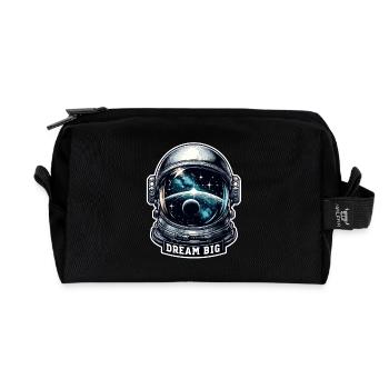 Dream Big - Astronaut Illustration - Recycelte Kulturtasche - Schwarz - Vorne