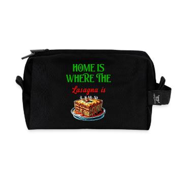 C'est à la maison que se trouvent les lasagnes - Trousse de toilette en tissu recyclé - noir - Devant