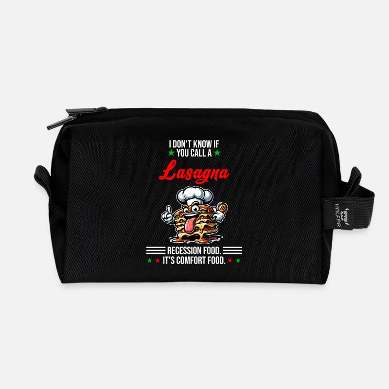 Manger des lasagnes en période de récession - Trousse de toilette en tissu recyclé - noir
