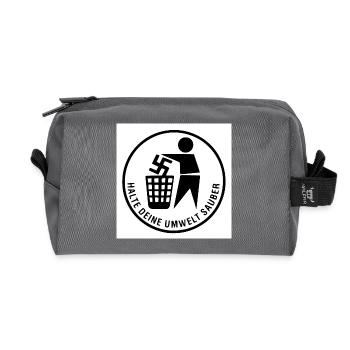 Keep your environment clean - Recycled Toiletry Zip Bag - anthracite - Front