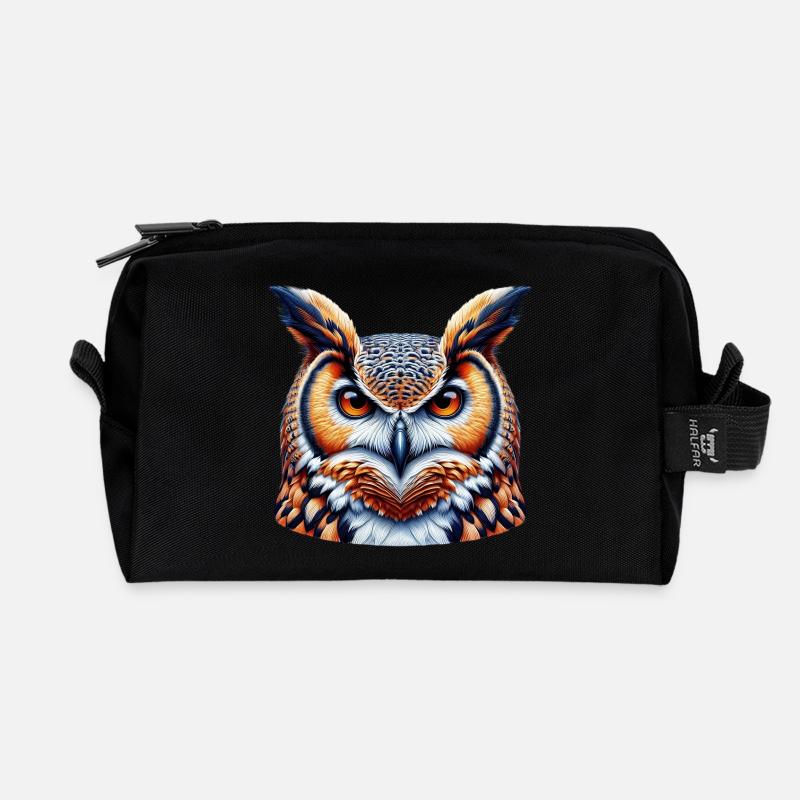 Eule - Recycelte Kulturtasche - Schwarz