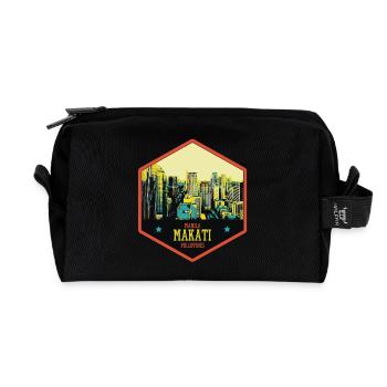 Glowing Skyline: Makati, Manila, Philippines - Recycled Toiletry Zip Bag - black - Front