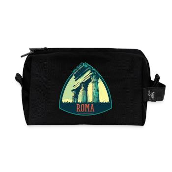 Illustration of Ancient Ruins in Rome - Recycled Toiletry Zip Bag - black - Front