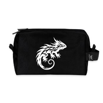 Shaggy Bearded Dragon Tribal Dragon Tattoo - Recycled Toiletry Zip Bag - black - Front