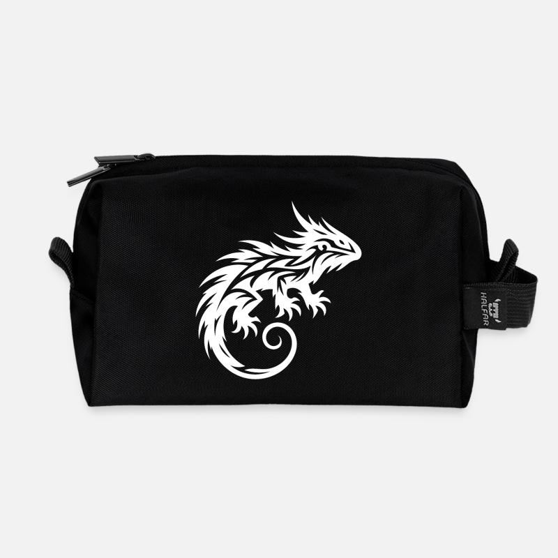 Struppiges Bartagame Tribal Drachen Tattoo - Recycelte Kulturtasche - Schwarz