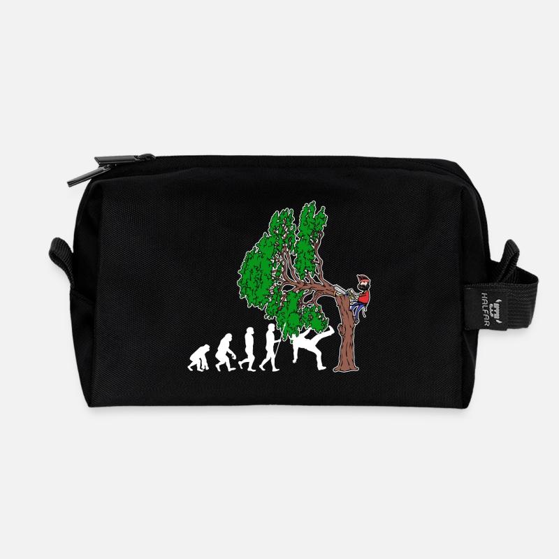 Arbre Evolution Woodwork bûcheron arbre cutter - Trousse de toilette en tissu recyclé - noir