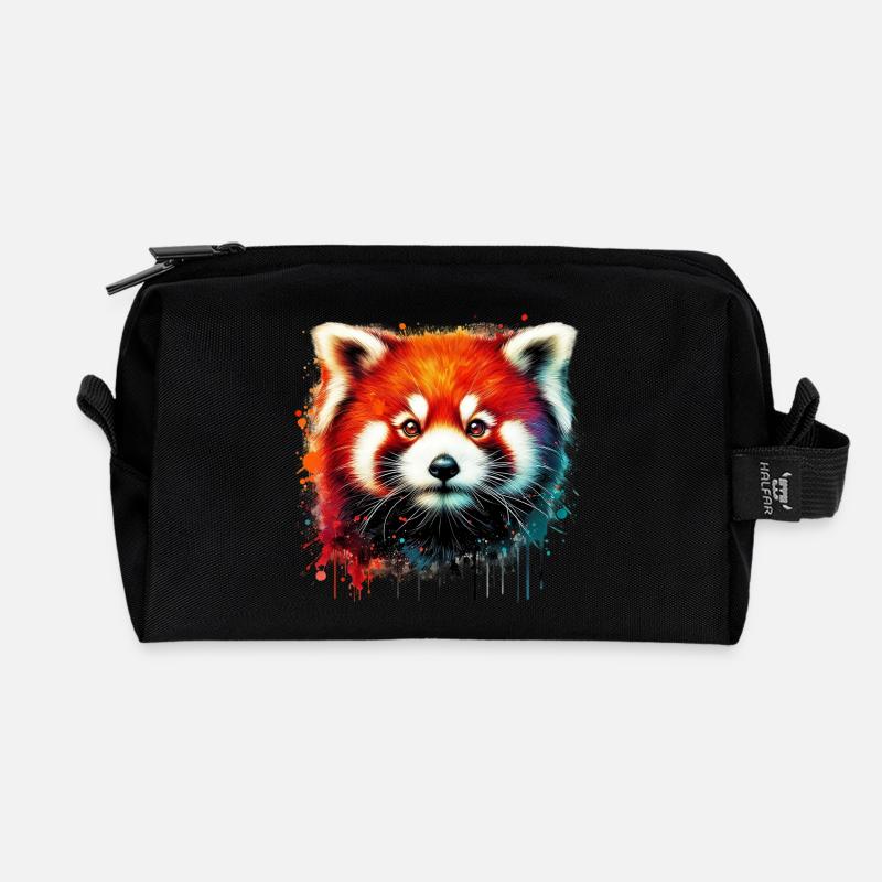 Red panda - Recycled Toiletry Zip Bag - black