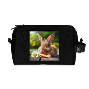 Adorable lapin - Trousse de toilette en tissu recyclé - noir - Devant