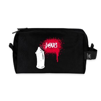 Spray Can Graffiti Sprayer Drawing Illustration - Recycled Toiletry Zip Bag - black - Front