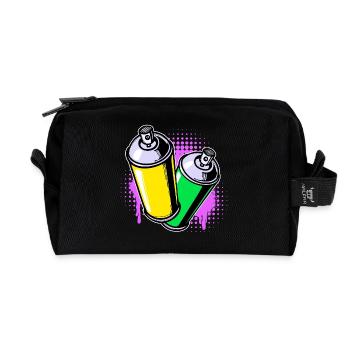 Sprayer Spray Can Street Art Graffiti Art - Recycled Toiletry Zip Bag - black - Front