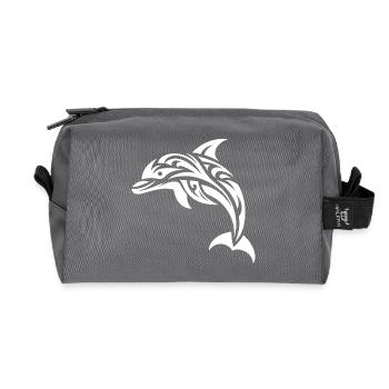Mignon Jumping Tattoo Dolphin Grand dauphin - Trousse de toilette en tissu recyclé - anthracite - Devant
