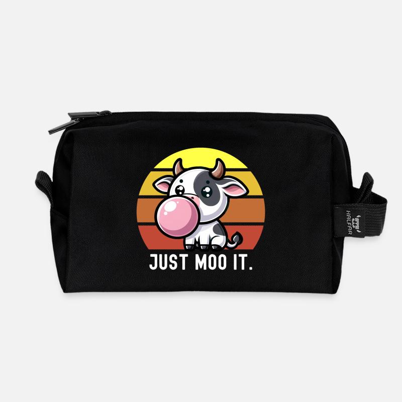 Süße Kuh Kaugummi Spruch "Just Moo It." Kawaii - Recycelte Kulturtasche - Schwarz