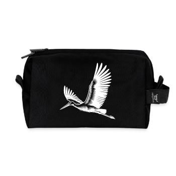 Fliegender Storch auf breiten Schwingen - Recycelte Kulturtasche - Schwarz - Vorne