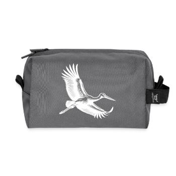 Flying stork in elegant gliding flight - Recycled Toiletry Zip Bag - anthracite - Front