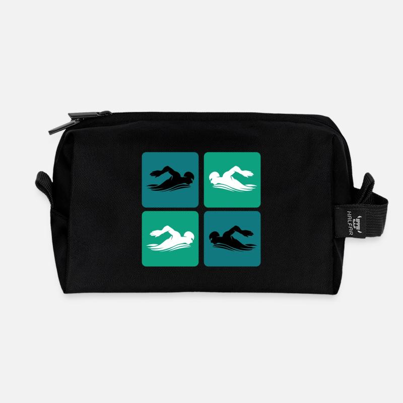 Schwimmen Design - Recycelte Kulturtasche - Schwarz