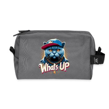 BKH Britisch Kurzhaar Blue Katze Gangsta Geschenk - Recycelte Kulturtasche - Anthrazit - Vorne