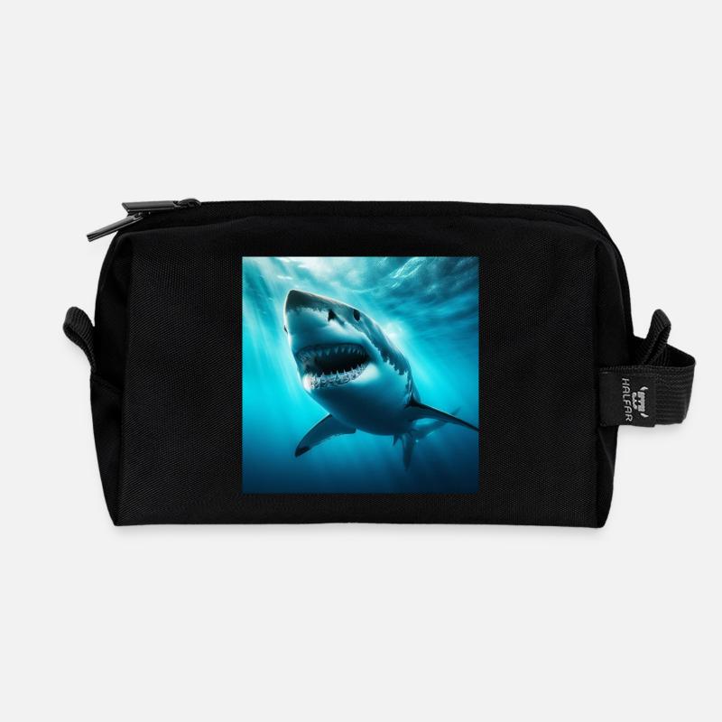 Great White Shark - Recycled Toiletry Zip Bag - black