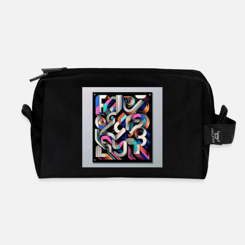 Experimental typography - Recycled Toiletry Zip Bag - black