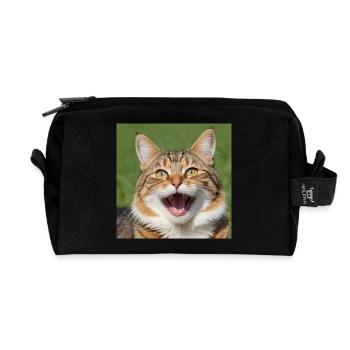 Katze - Recycelte Kulturtasche - Schwarz - Vorne
