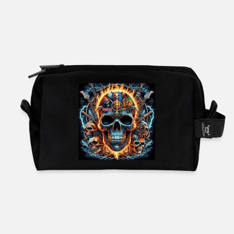 Heavy Metal Schädel - Recycelte Kulturtasche - Schwarz