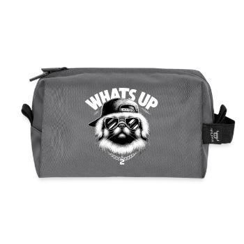 Pekingese Was geht ab Löwenhund Hund Geschenk - Recycelte Kulturtasche - Anthrazit - Vorne
