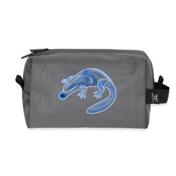 platypus, aboriginal motifs, tribal blue, - Recycled Toiletry Zip Bag - anthracite - Front