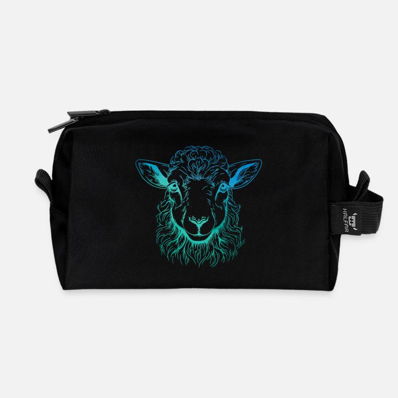 Lamm Portrait - Recycelte Kulturtasche - Schwarz