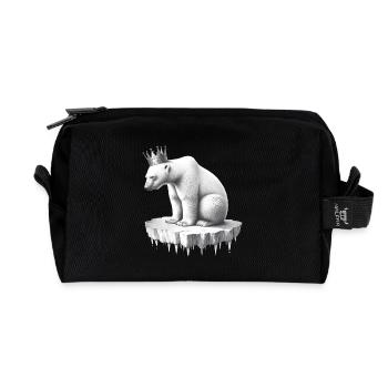 Ours polaire avec une couronne sur la banquise faune arctique - Trousse de toilette en tissu recyclé - noir - Devant