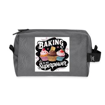 Bakering Superpower Design - Recycled Toiletry Zip Bag - anthracite - Front