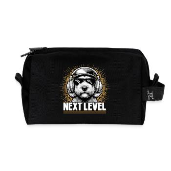 Goldendoodle Hip Hop Dog Next Level Gift - Recycled Toiletry Zip Bag - black - Front