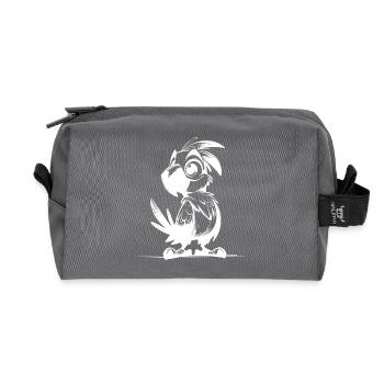 Cute Kids Pencil Parrot Drawing - Recycled Toiletry Zip Bag - anthracite - Front