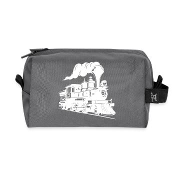 Steam Locomotive Graphics - Recycled Toiletry Zip Bag - anthracite - Front