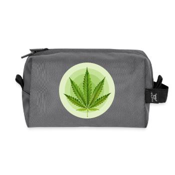 Circular Grafic Cannabis Leaf - Recycled Toiletry Zip Bag - anthracite - Front