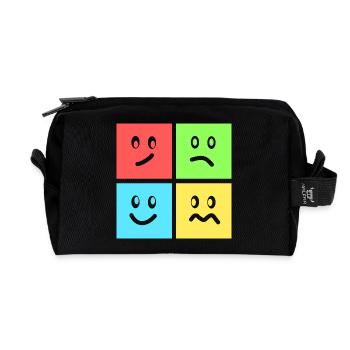 Fun geometric color games - Recycled Toiletry Zip Bag - black - Front